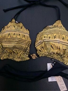 SOFIA by Vix Inca Ripple Yellow & Black Triangle Top Size XL/D-Cup NWT